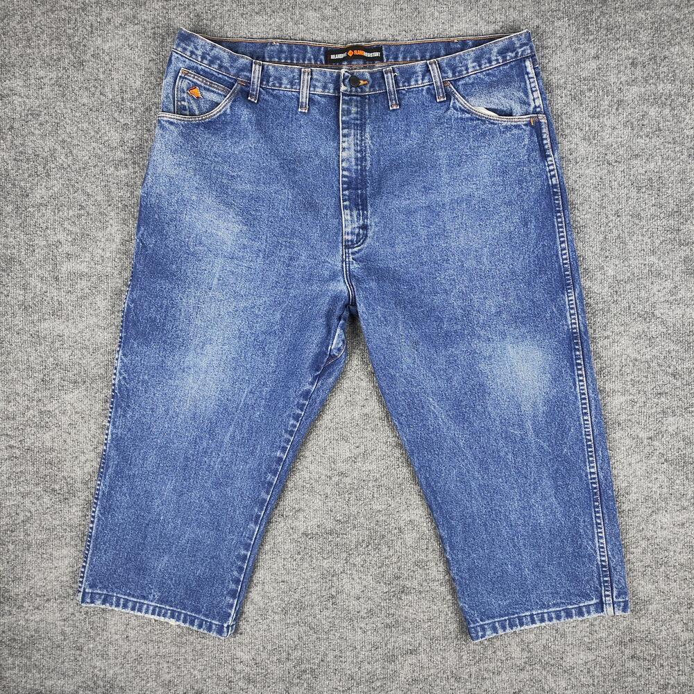 Wrangler Jeans Mens 44x24 Blue Relaxed Fit FR Denim Cropped Workwear FR31MWZ